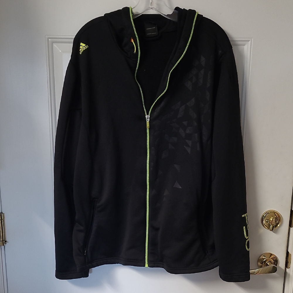 adidas Men's Black Performance Jacket with Neon Green Trim